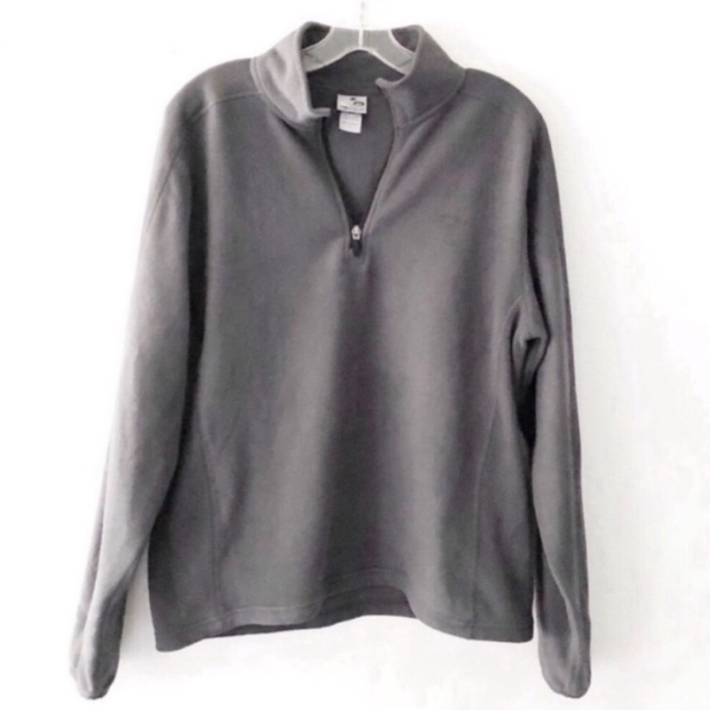 CHAMPION logo quarter zip fleece pullover top gray